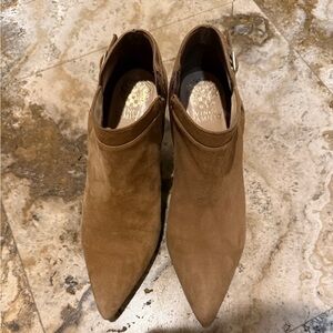 Vince Camuto Taupe Suede Pointed-Toe Ankle Booties